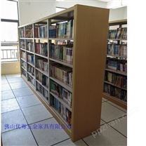 顺德不锈钢书架带木护板钢木结构书架厂家